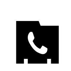 Poster - Black folder icon with a white telephone receiver and two white rectangles at the bottom edge 100