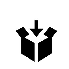 Poster - Black box with an arrow pointing down into it, symbolizing receiving or downloading content online precisely
