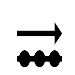 Poster - Black arrow pointing right above a line connected with three circles in a simple graphic design style