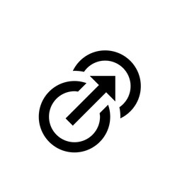 Poster - black arrow pointing upwards intersecting two partially overlapping circles in a simple graphic desi