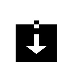Poster - White arrow pointing downwards inside a black square with a white rectangle on top graphic icon