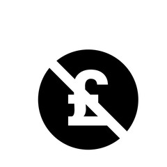 Poster - Black circle with a white pound symbol crossed out indicating no money or currency allowed here sign