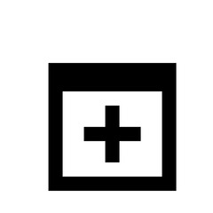 Poster - Black plus symbol centered in a white square with a black border around the perimeter of the square