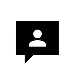 Poster - Person icon inside a black speech bubble representing communication or user profile interface element design