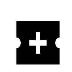 Poster - Illustration of a black rectangle with a white plus sign and semicircles on the sides design