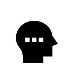Poster - Silhouette of a head with three squares representing thoughts or processing inside the mind icon design