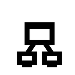Poster - Black and white pixelated diagram showing one rectangle connecting to two rectangles in a tree structure