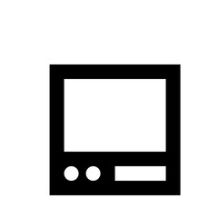 Poster - Illustration of a black and white monitor screen with two circular buttons and a rectangular bar 100
