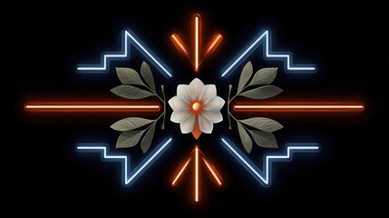 Poster - abstract floral design with vibrant neon lines.