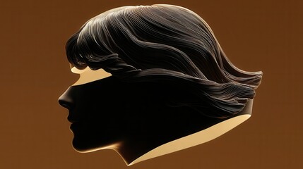 Poster - profile view of a stylized female head with dark hair.