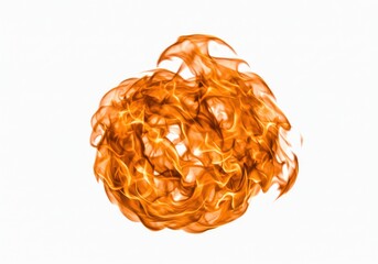 Poster - Isolated shot of a ball of fire with orange flames against a white background in a studio setting