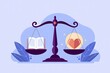 © rifatstock - A simple illustration depicts a balance scale with a book on one side and a heart on the other.