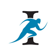 Aufkleber - Initial Running Logo combine with letter I vector template