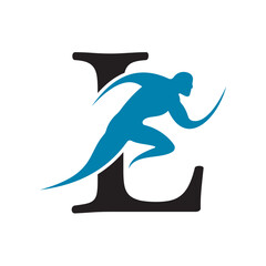 Aufkleber - Initial Running Logo combine with letter L vector template