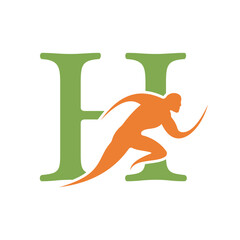 Aufkleber - Initial Running Logo combine with letter H vector template