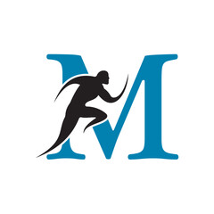 Aufkleber - Initial Running Logo combine with letter M vector template