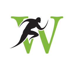 Aufkleber - Initial Running Logo combine with letter W vector template
