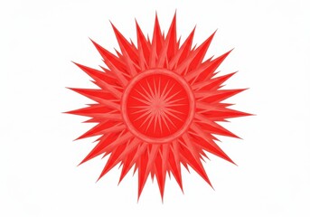 Poster - A red spiky circular shape with a central ring on a white background in a digital illustration