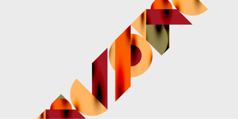 Poster - Abstract geometric shapes overlap, creating dynamic visual flow. Warm colors dominate neutral background. Modern design elements present.