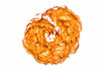 Poster - A vibrant explosion of orange and yellow flames isolated against a white background visual