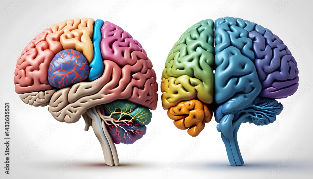 Human Brain Anatomy: Detailed 3D Model Showing Lobes and Structures of ...