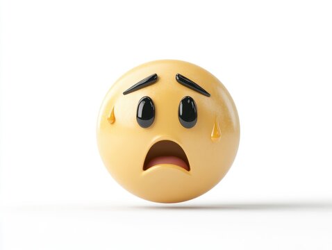 3D Anxious Emoji on White Background