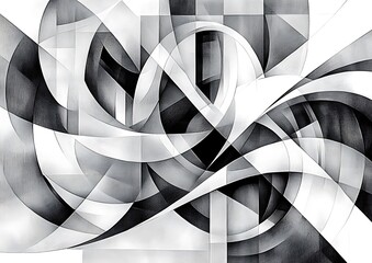 Poster - Abstract Art, Black & White, Dynamic Composition