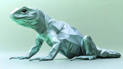 Poster - Colorful frog sculpture composed of various geometric shapes and abstract design elements