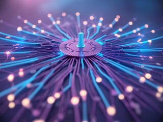 Poster - Central Hub: Interconnected Neural Network with Glowing Nodes
