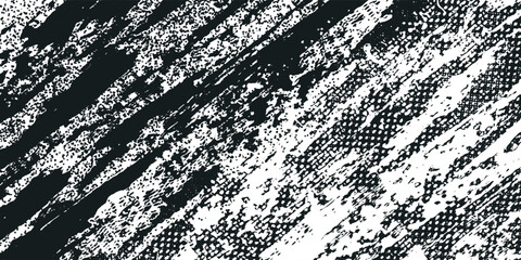 Wall Mural - Grunge white lines and dots on a black background - Vector illustration