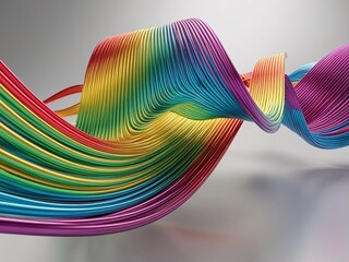 Poster - Abstract Rainbow Ribbon Wave Background