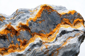 Aufkleber - A rock formation with embedded circuit board-like patterns, resembling fossilized technology.