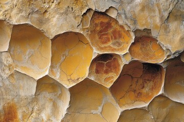 Poster - Close-up of weathered, honeycomb-like rock formation showing erosion and texture.