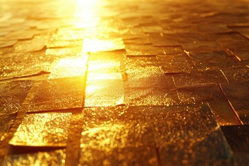 Aufkleber - Golden textured surface bathed in sunlight, creating a warm and luxurious aesthetic.