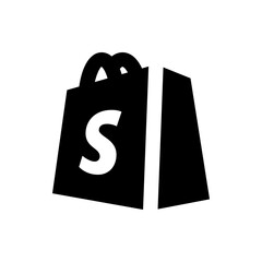 Poster - Shopify logo featuring a black shopping bag with a white s and a white stripe to the right side