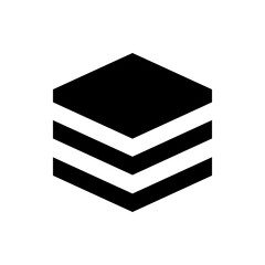 Poster - Isometric representation of a stacked object with three visible layers in black and white color scheme