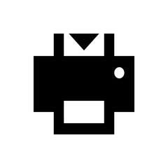 Poster - Illustration of a black printer with a paper input tray and a white power button on the side view