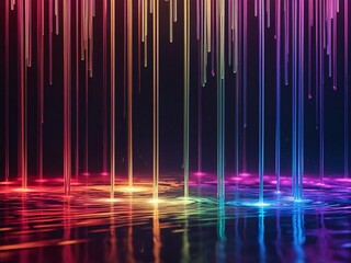 Poster - Colorful Light Beams Reflecting on Water Surface
