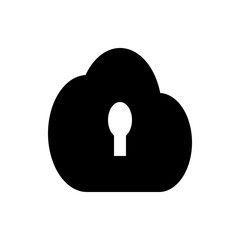 Poster - black cloud shape with a white keyhole in the center representing cloud security and data protection