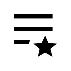 Poster - Three horizontal bars with a shorter bar and a star on the right side of the bars in black color