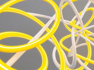 Aufkleber - Abstract yellow and white luminous tubes intertwined
