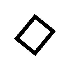 Poster - A simple black outlined diamond shape rotated on a white background with thick solid black lines frame it