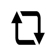 Poster - Illustration of a black circular arrow with two arrowheads pointing in opposite directions on white background