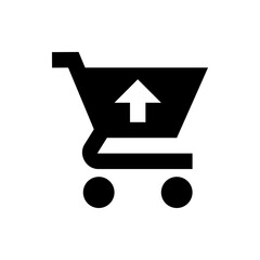Poster - Illustration of a black shopping cart with an upward pointing arrow inside the cart on a white background