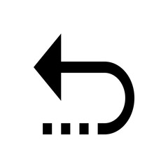 Aufkleber - Black arrow pointing left with a curved return and dotted line below indicating a return or undo action icon