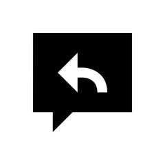 Poster - Black speech bubble with a white arrow curving back to the left indicating a reply or return action