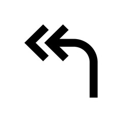 Aufkleber - Black curved arrow turning down with double arrow pointing left indicating a return or rewind action