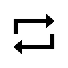 Poster - Black outline of a square shaped arrow pointing right above a square shaped arrow pointing left on white background