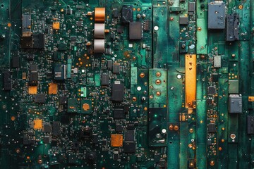 Poster - A close-up shot of multiple circuit boards, showcasing intricate electronic components and connections.