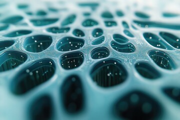 Fototapete - Abstract image depicting a complex network of interconnected nodes, resembling a futuristic technological or biological structure.